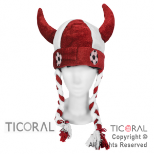 SOMB VIKINGO C/TRENZAS BLANCO Y ROJO HS2219-4 x 1